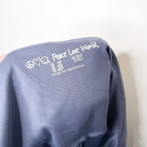 PEACE LOVE WORLD Crop Ruched Waist Leggings 1XP - Picture 7 of 10